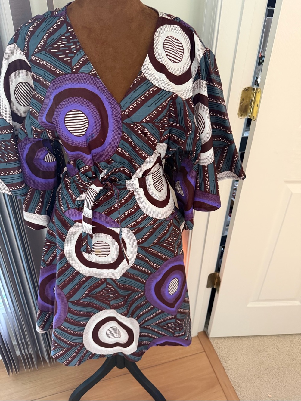 Vibrant Purple & Teal Wrap Dress